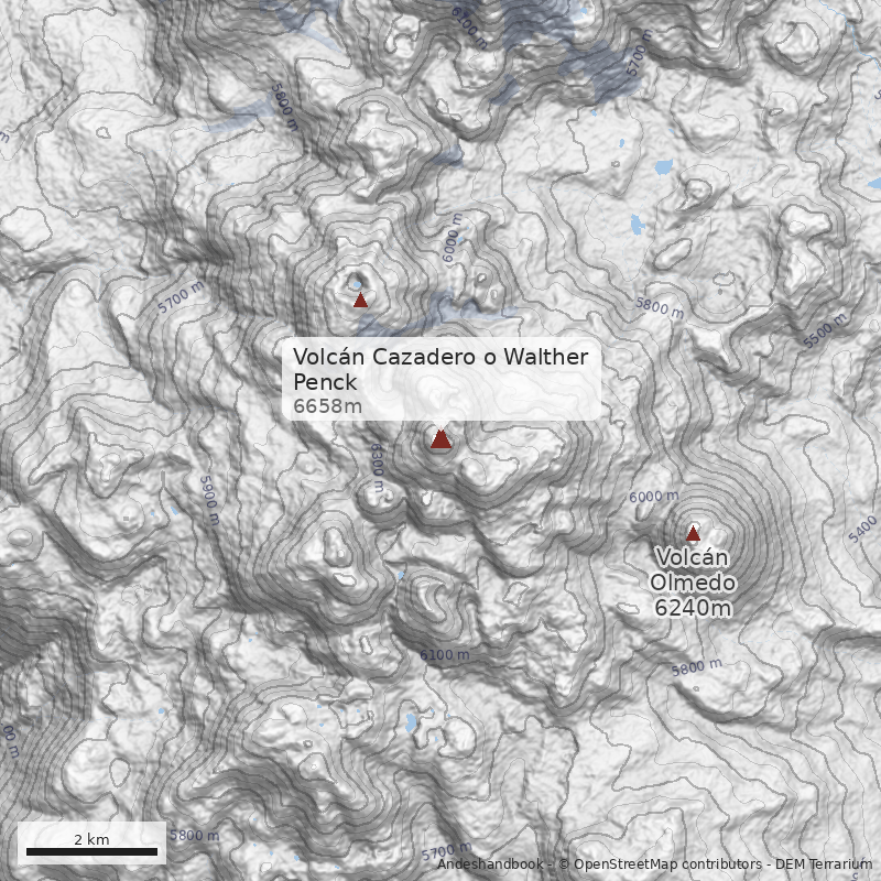 Mapa Volcán Cazadero o Walther Penck