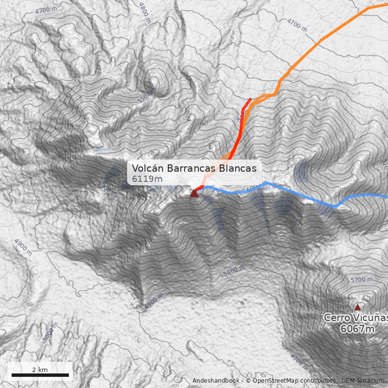 Mapa Volcán Barrancas Blancas