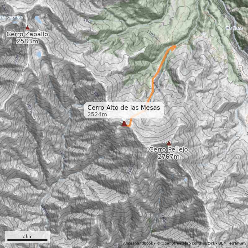 Mapa Cerro Alto de las Mesas