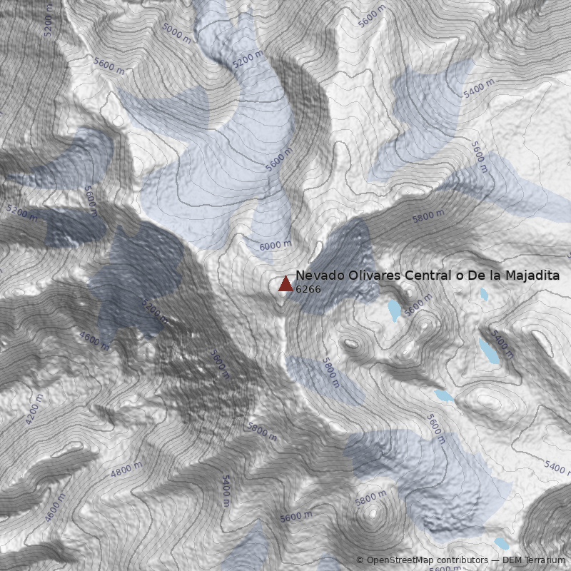 Mapa Nevado Olivares Central o De la Majadita