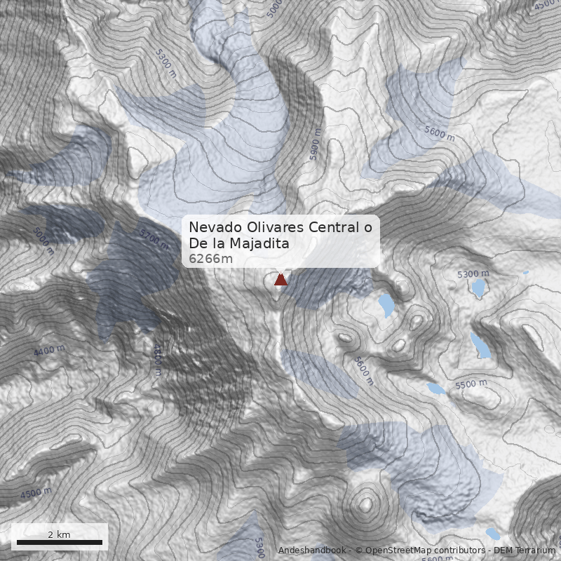 Mapa Nevado Olivares Central o De la Majadita