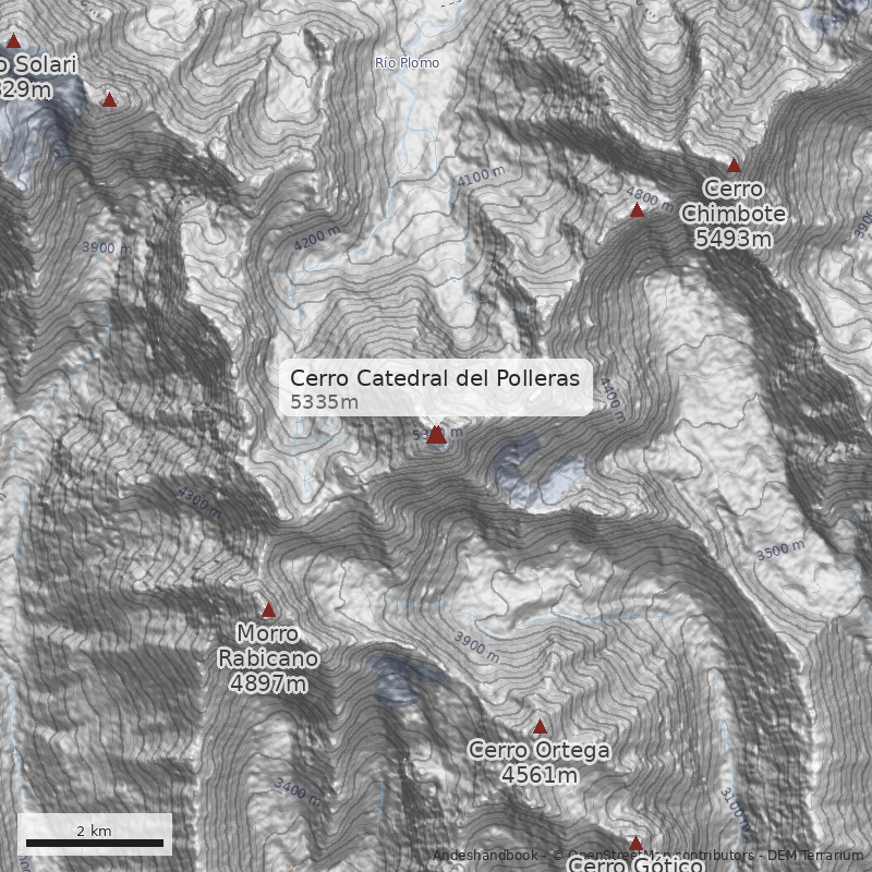 Mapa Cerro Catedral del Polleras
