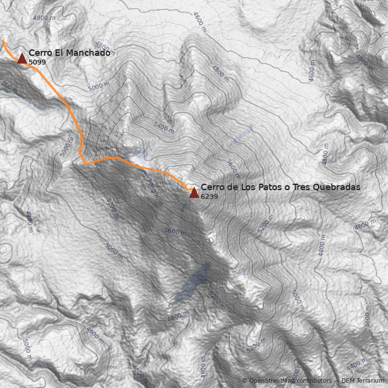 Mapa Cerro de Los Patos o Tres Quebradas