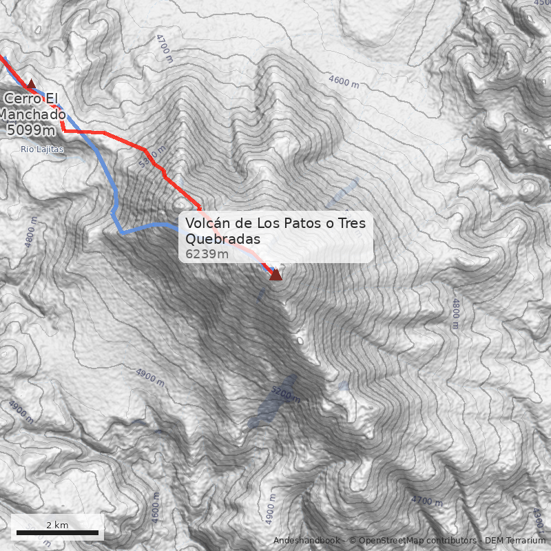 Mapa Volcán de Los Patos o Tres Quebradas