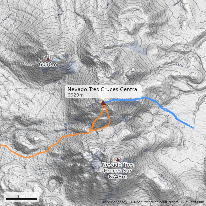 Mapa Nevado Tres Cruces Central