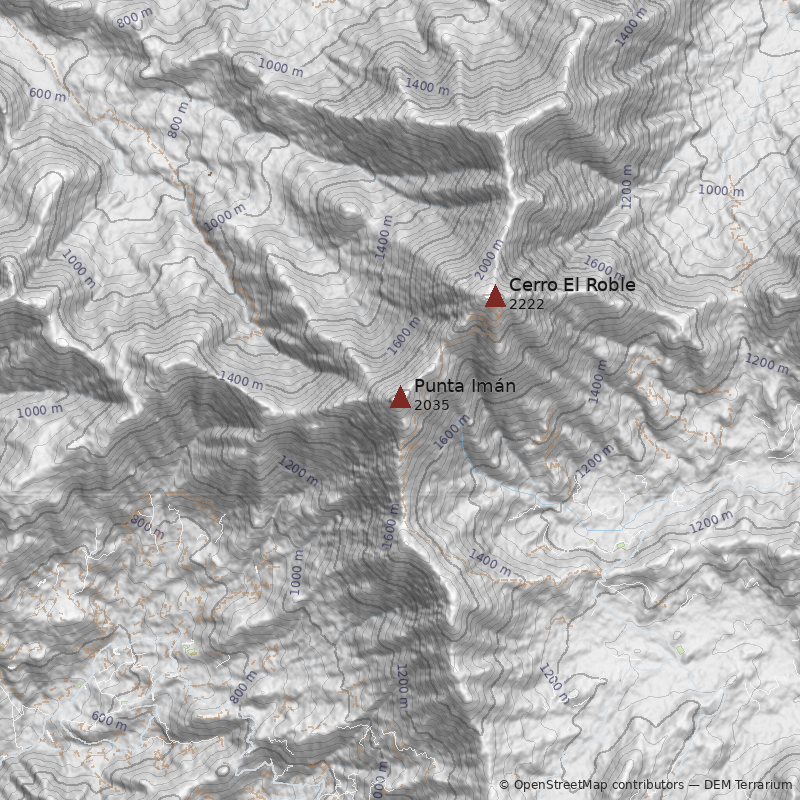 Mapa Cara Oeste desde Quebrada de Alvarado
