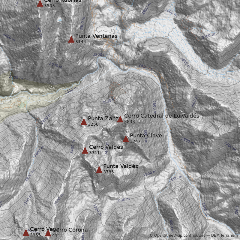 Mapa Cerro Catedral de Lo Valdés