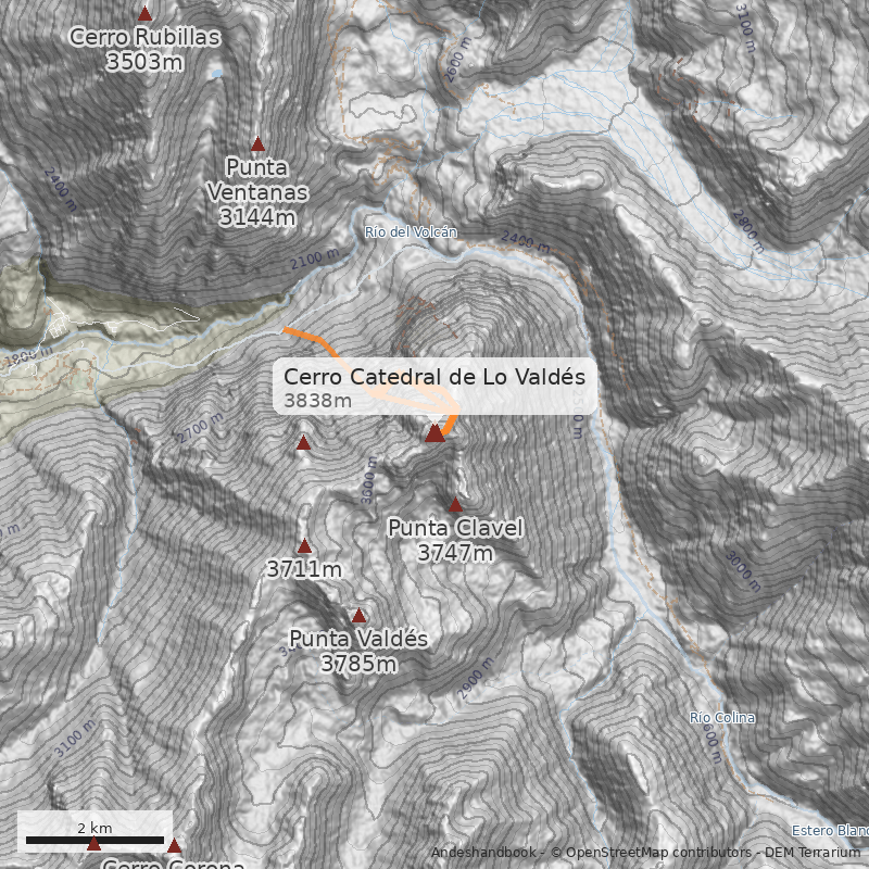 Mapa Cerro Catedral de Lo Valdés