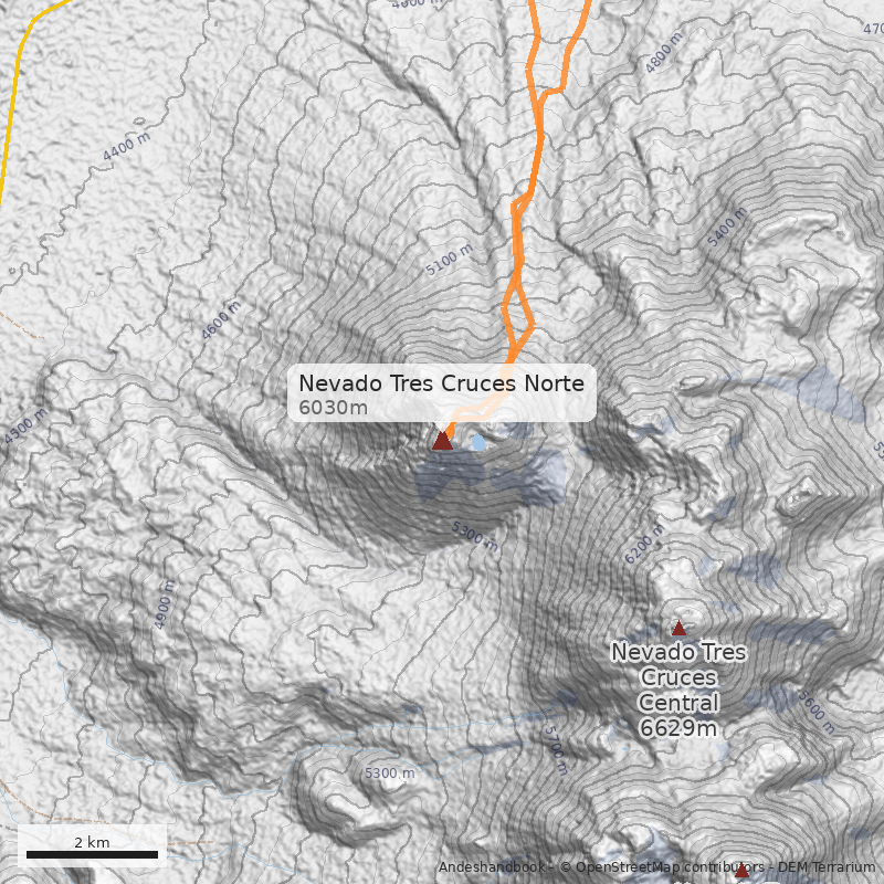 Mapa Nevado Tres Cruces Norte