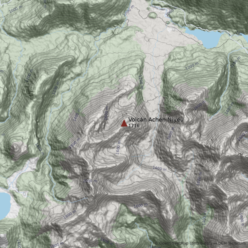 Mapa Volcán Achén Ñiyeu