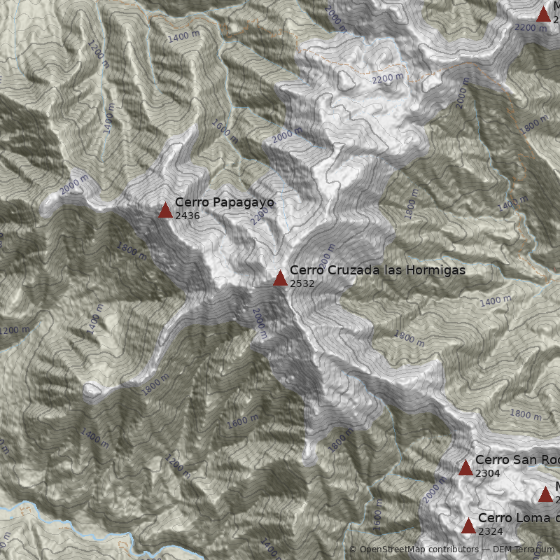 Mapa Cerro Cruzada las Hormigas