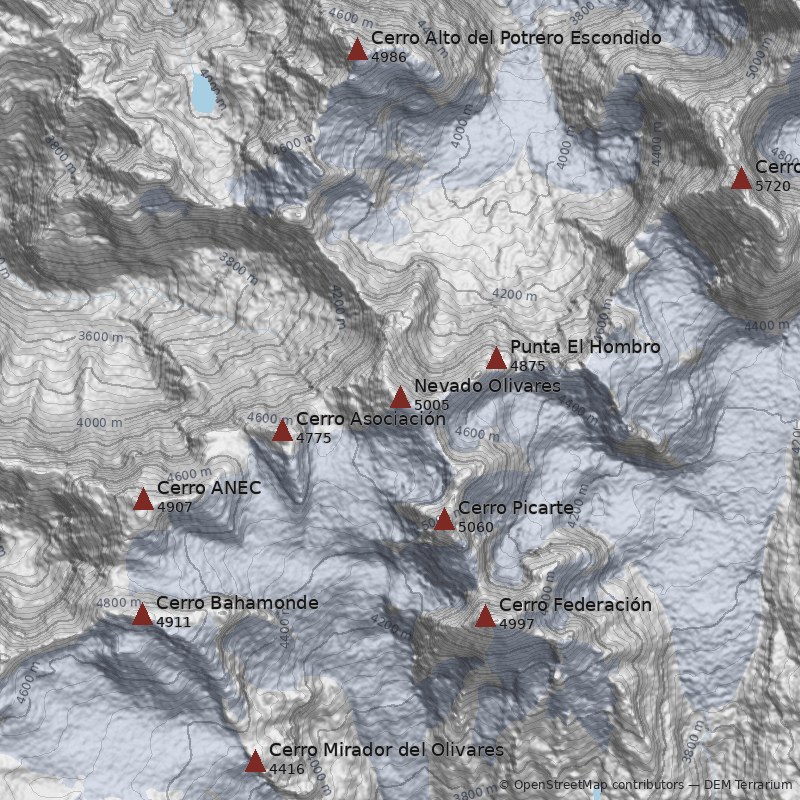 Mapa Nevado Olivares