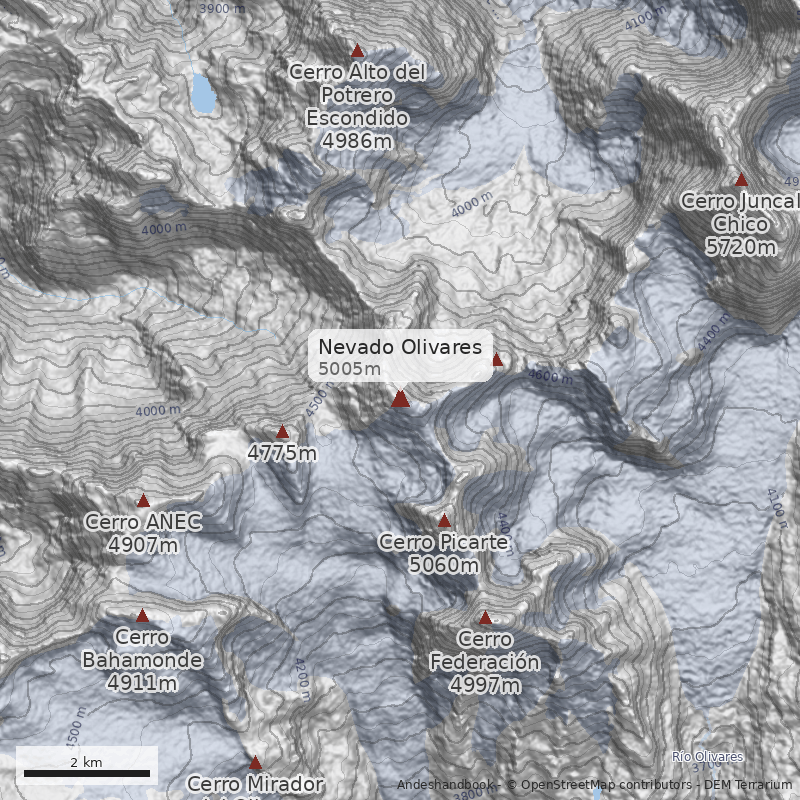 Mapa Nevado Olivares