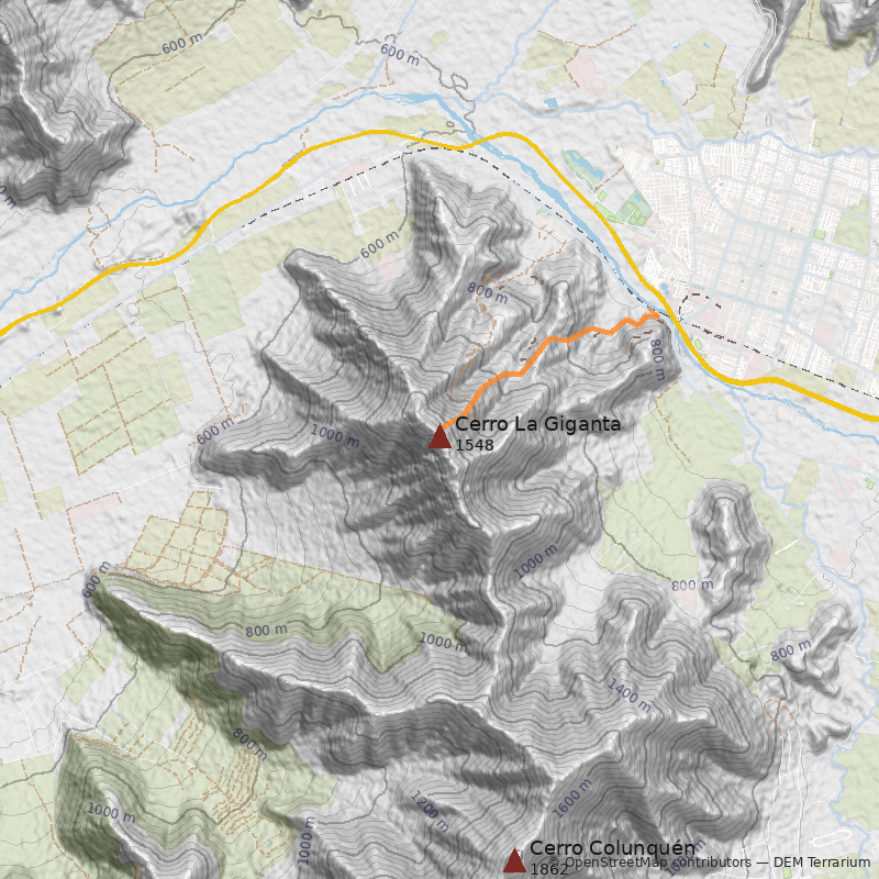 Mapa La Giganta vía Parque La Giganta