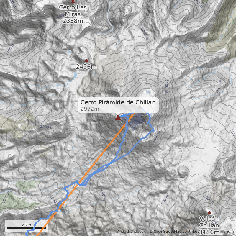Mapa Cerro Pirámide de Chillán