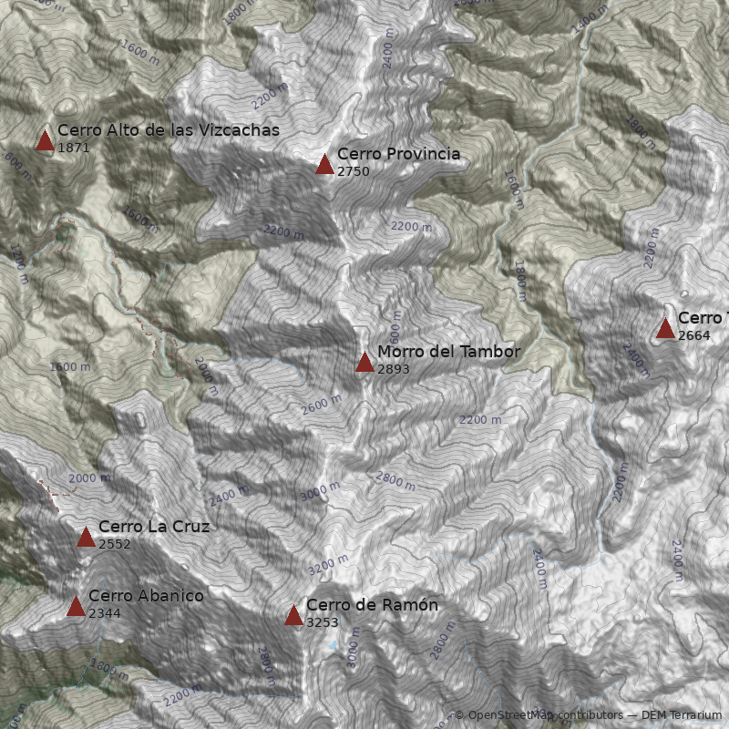Mapa Filo Sur desde quebrada de los Maquis
