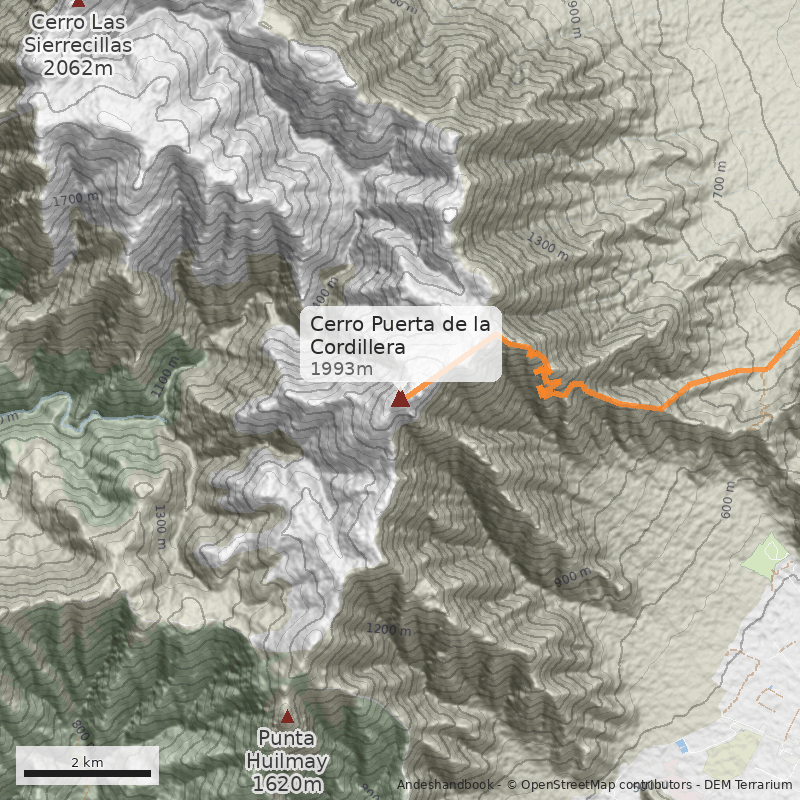 Mapa Cerro Puerta de la Cordillera