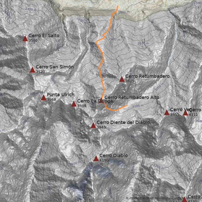 Mapa Cerro Retumbadero Alto