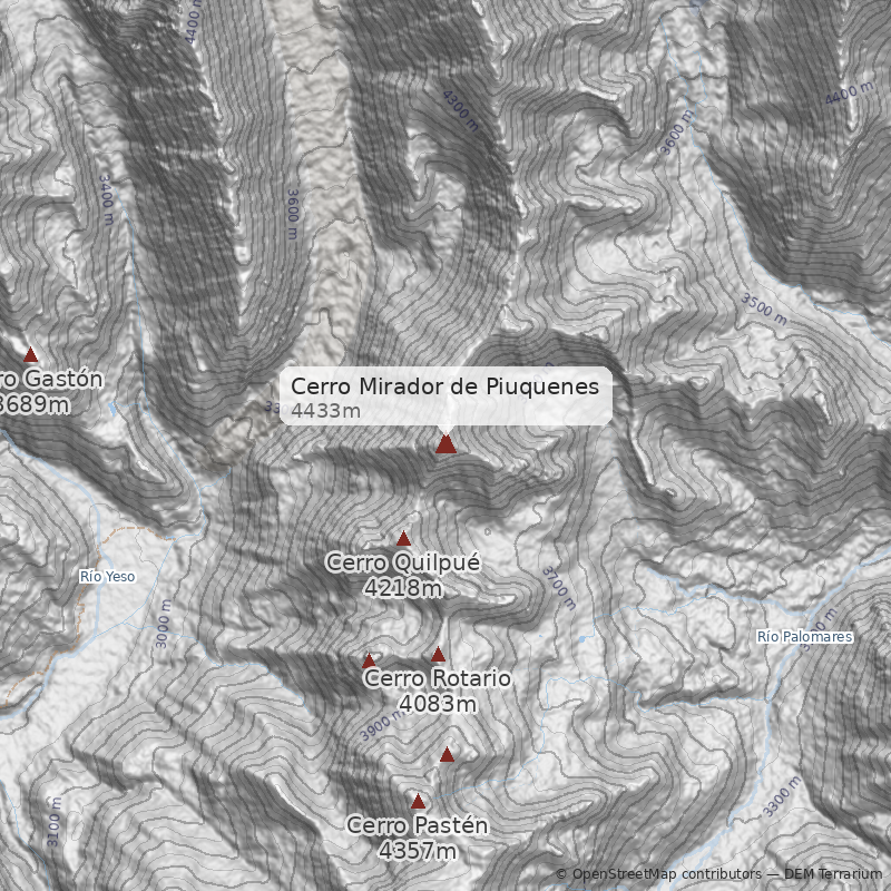 Mapa Cerro Mirador de Piuquenes