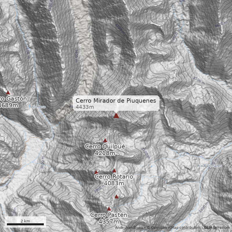 Mapa Cerro Mirador de Piuquenes