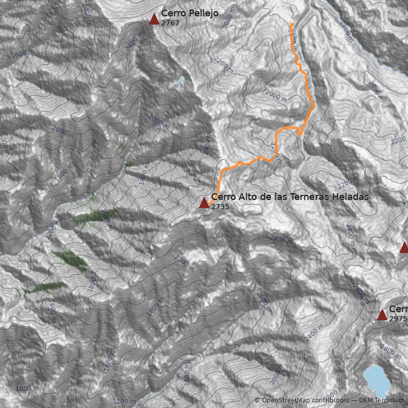 Mapa Cerro Alto de las Terneras Heladas