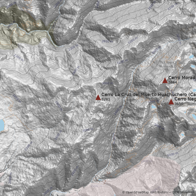 Mapa Cerro La Cruz del Muerto Huachuchero (Caldera Olla Blanca)