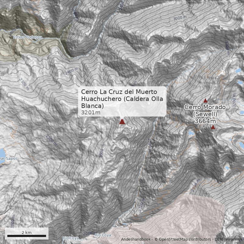 Mapa Cerro La Cruz del Muerto Huachuchero (Caldera Olla Blanca)