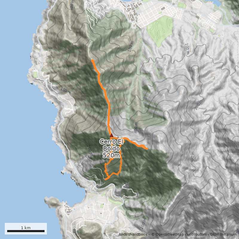 Mapa Cara Suroeste por Parque El Boldo