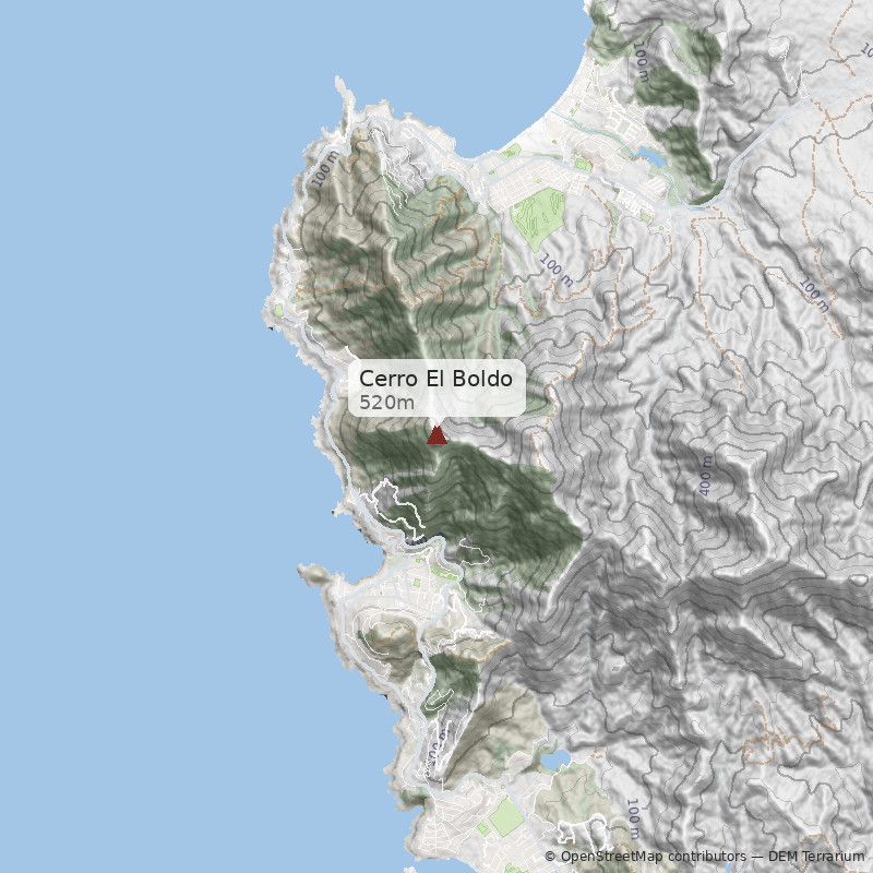 Mapa Cara Suroeste por Parque El Boldo