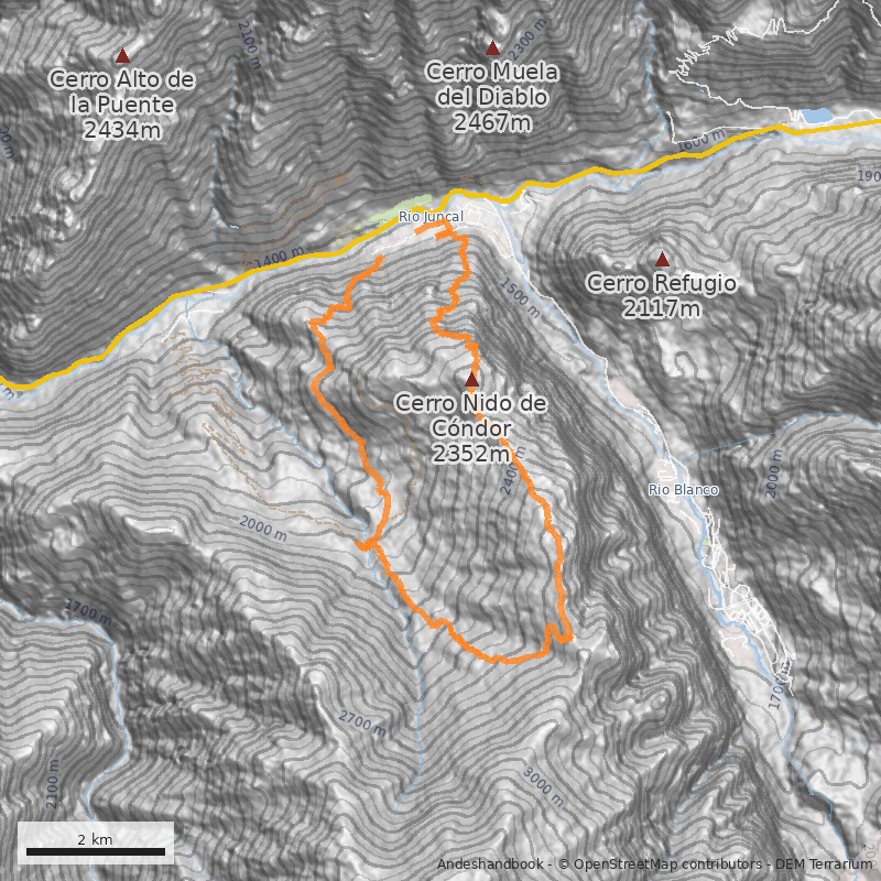 Mapa Filo sur desde mirador de la Compañía