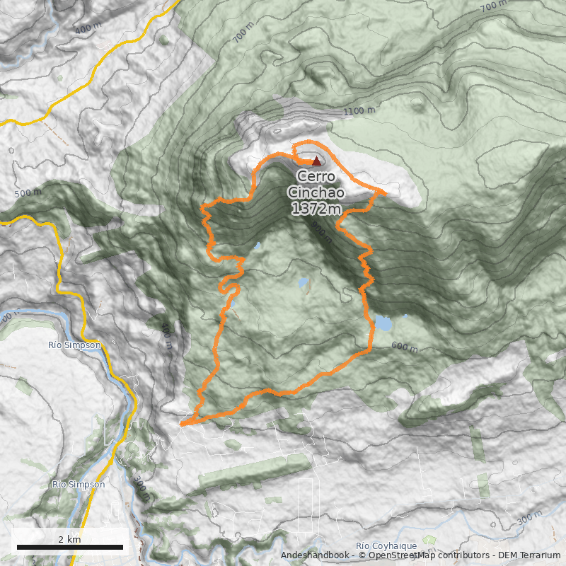 Mapa Normal vía Reserva Nacional Coyhaique