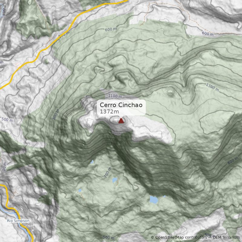 Mapa Normal vía Reserva Nacional Coyhaique