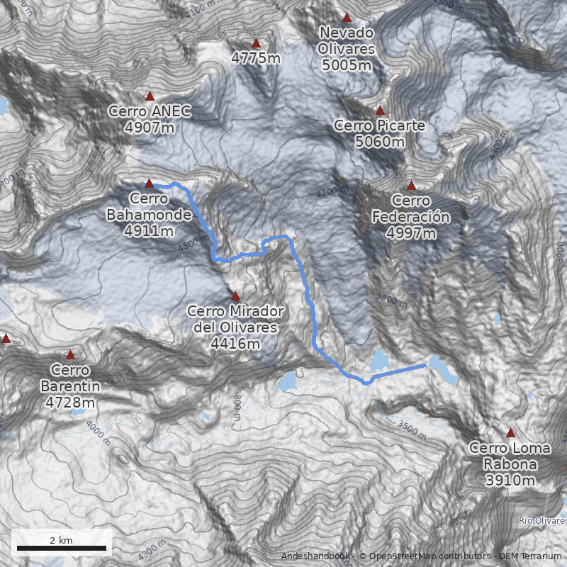 Mapa Filo Sur desde Laguna Picarte