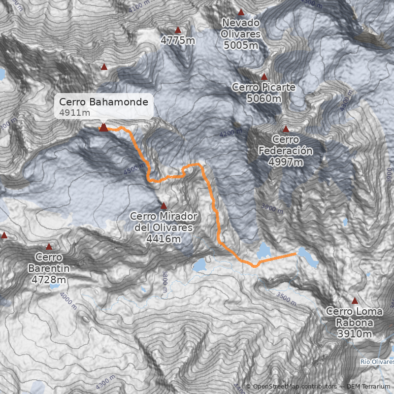 Mapa Filo Sur desde Laguna Picarte