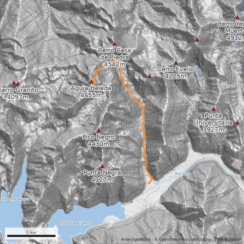 Mapa Normal por valle Casa de Piedra