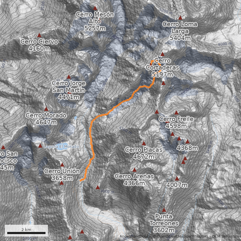 Mapa Glaciar Cortaderas