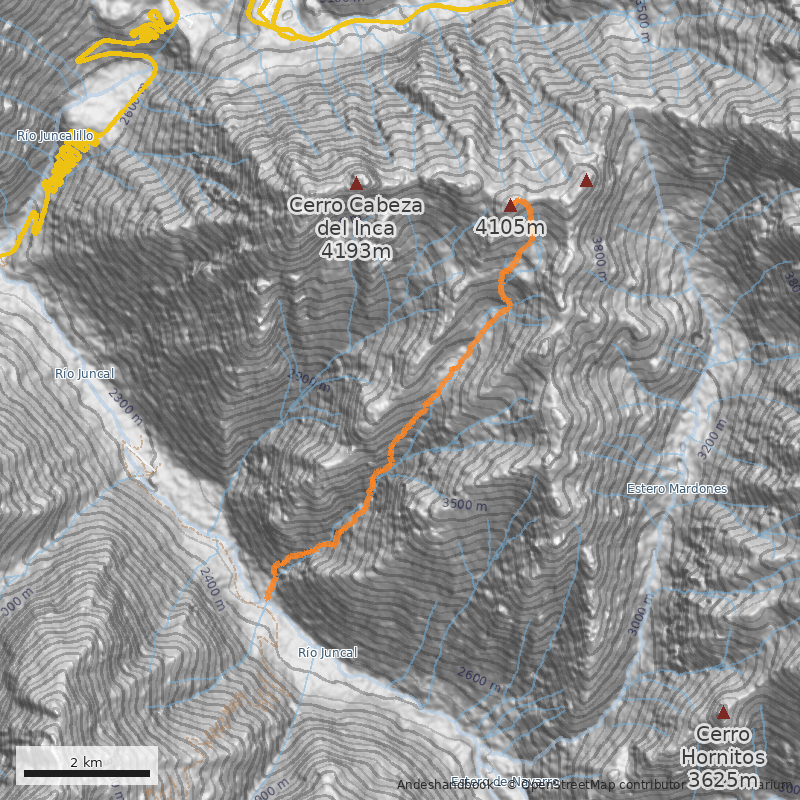 Mapa Cara Sur por quebrada Lagunillas