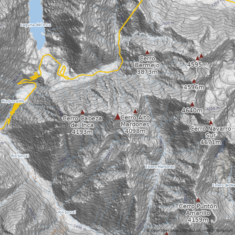 Mapa Cara Sur por quebrada Lagunillas