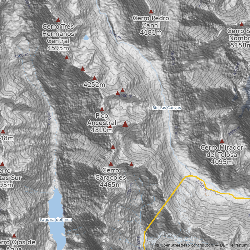 Mapa Arista Suroeste por Quebrada de Caracoles