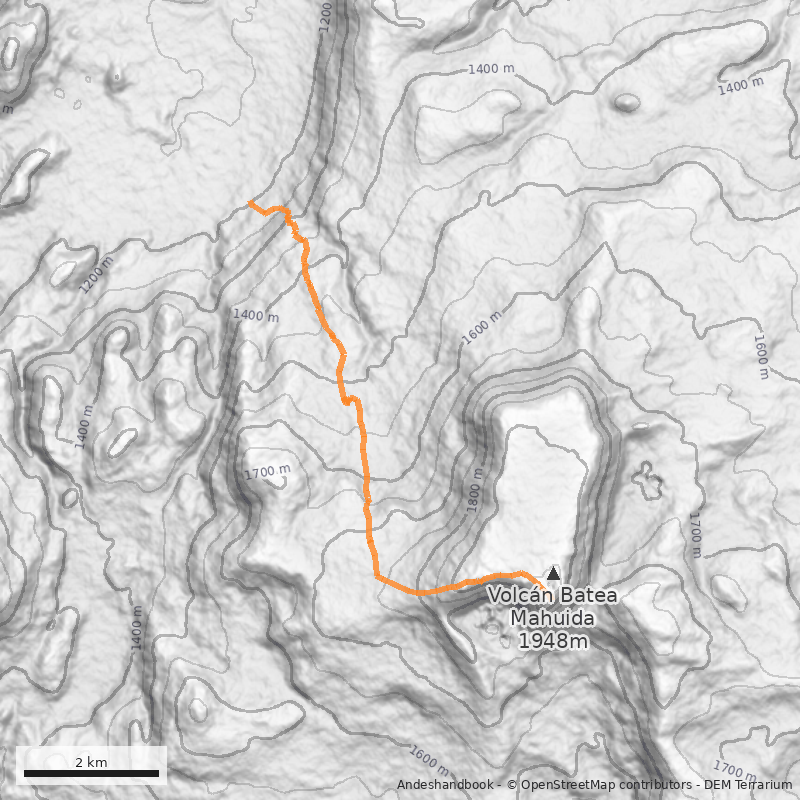 Mapa Ruta Chilena desde Icalma