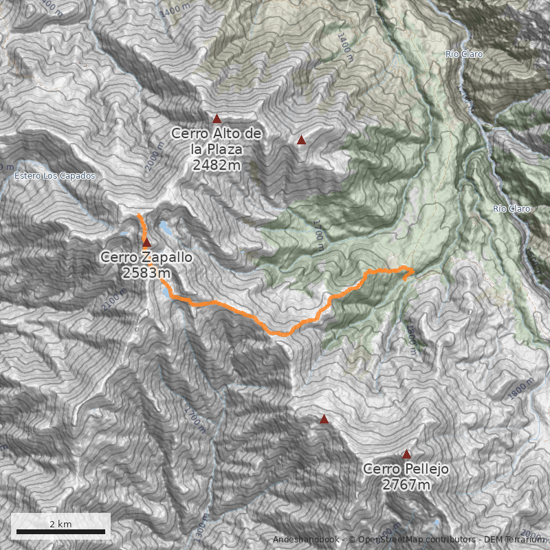 Mapa Cara Sur desde la laguna Chica