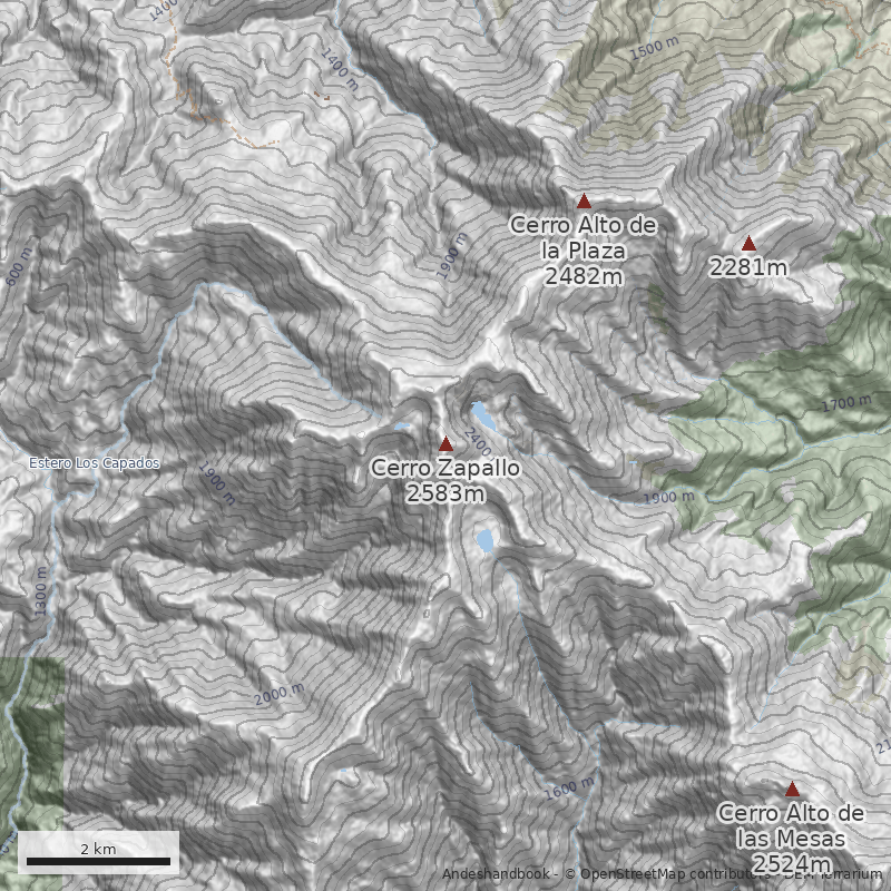 Mapa Cara Sur desde la laguna Chica