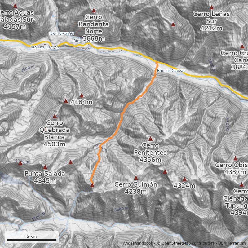 Mapa Normal por la Quebrada de Vargas