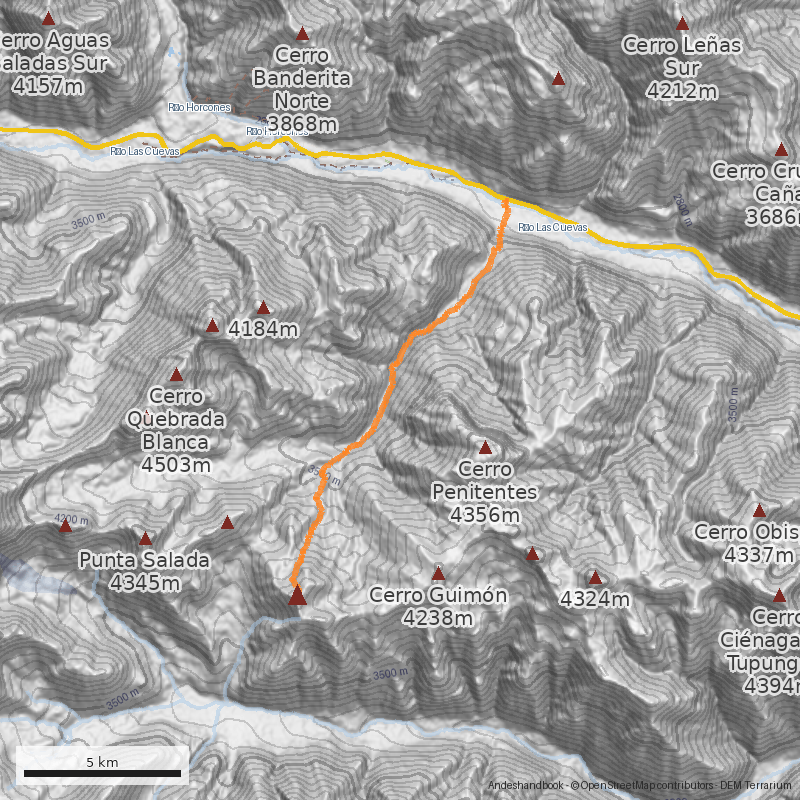 Mapa Normal por la Quebrada de Vargas
