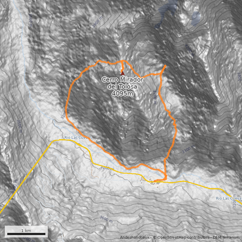 Mapa Normal por la Quebrada de la Avalancha