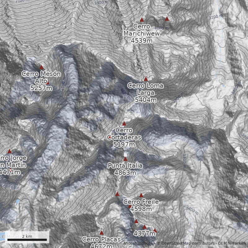 Mapa Glaciar Cortaderas