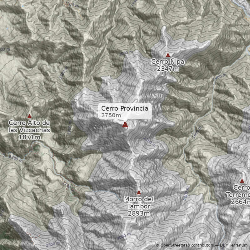 Mapa Cara Sur por la Quebrada de La Pichoga