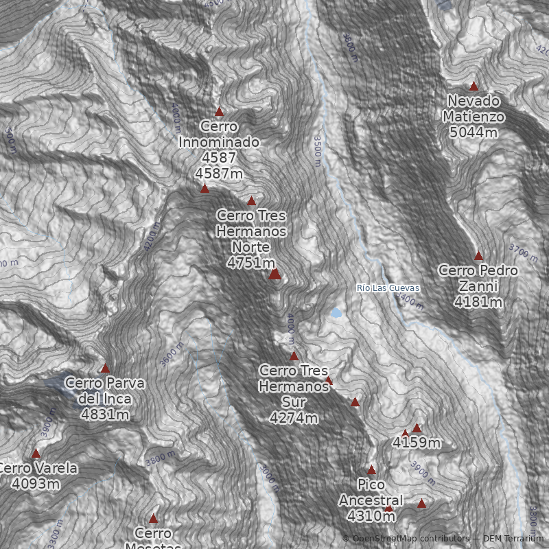 Mapa Ruta Normal a Cumbre Central
