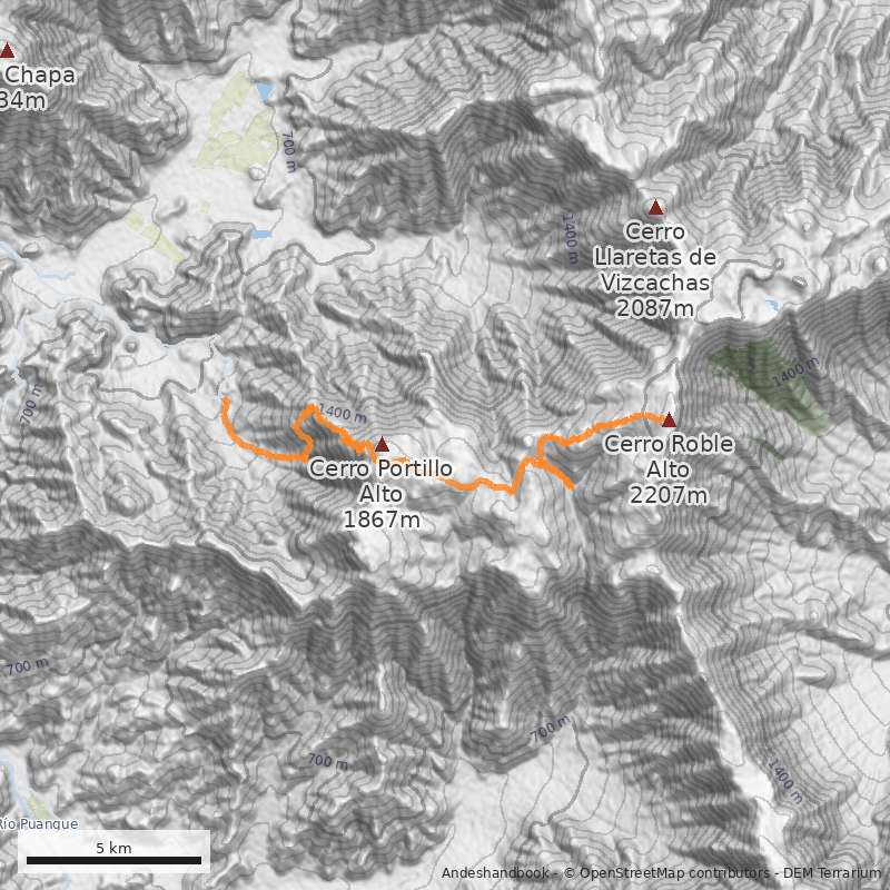 Mapa Cara Oeste desde Los Yuyos, Colliguay