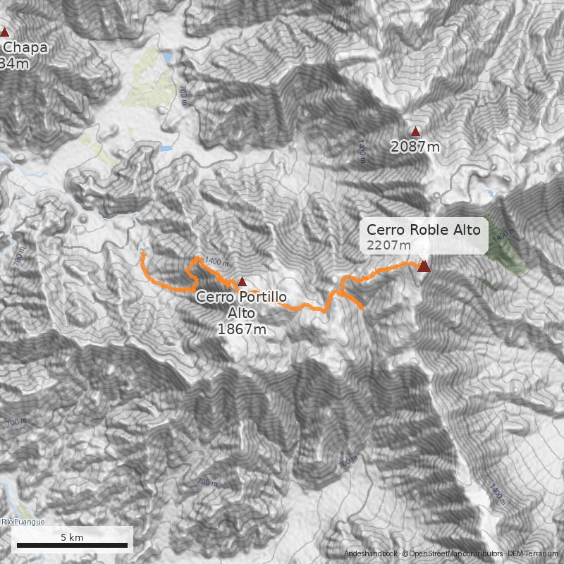 Mapa Cara Oeste desde Los Yuyos, Colliguay